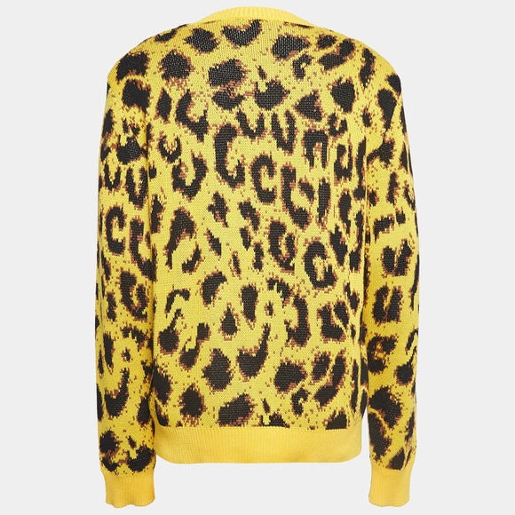 AUTHENTIC new VERSACE Yellow Jacquard Pop Animalier Sweater sz L - Picture 2 of 15